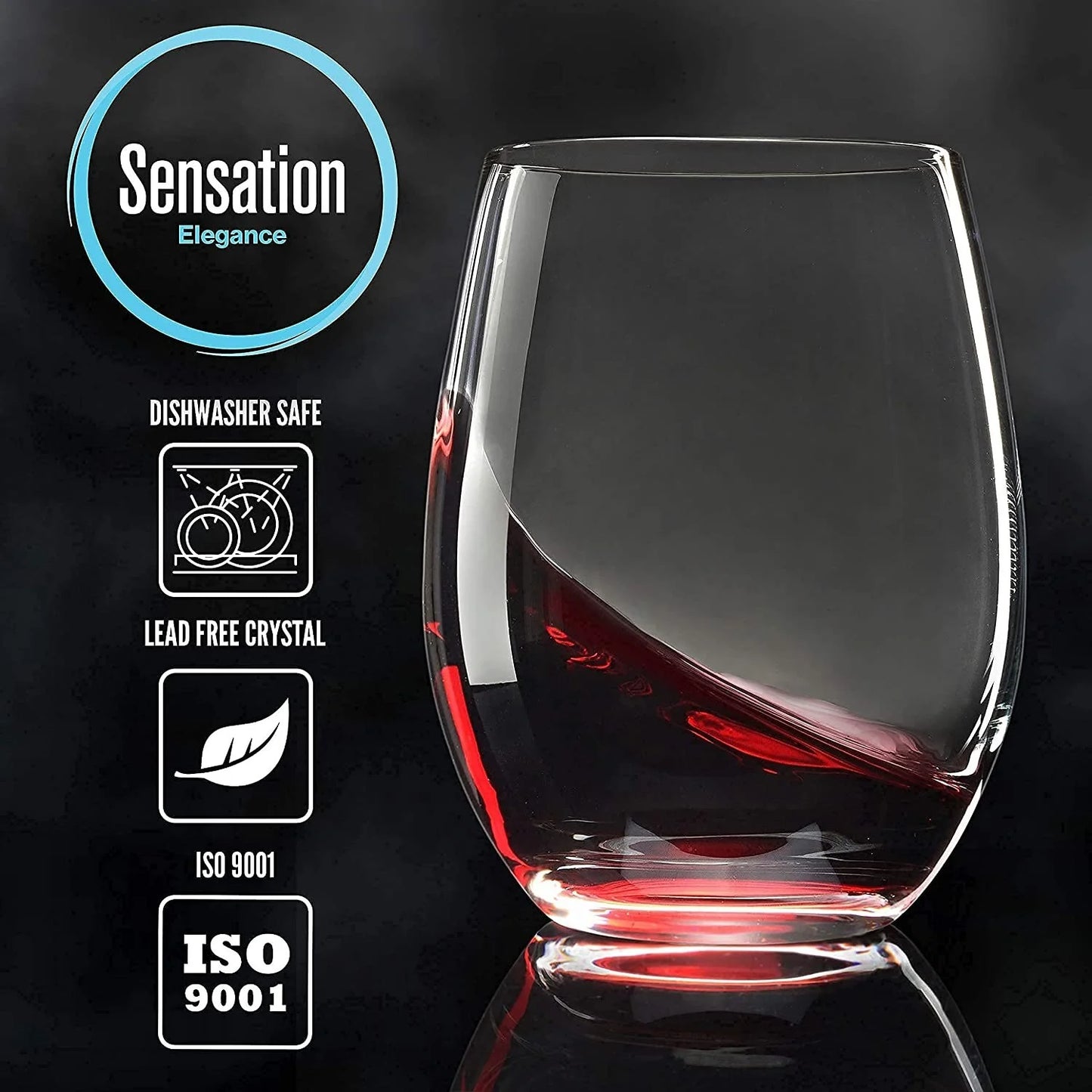 NONEDrinkware Stemless Wine Glasses Set of 4