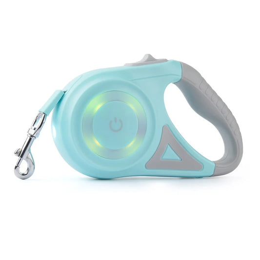Automatic Retractable Dog Leash With LED Flashlight Nylon Lead