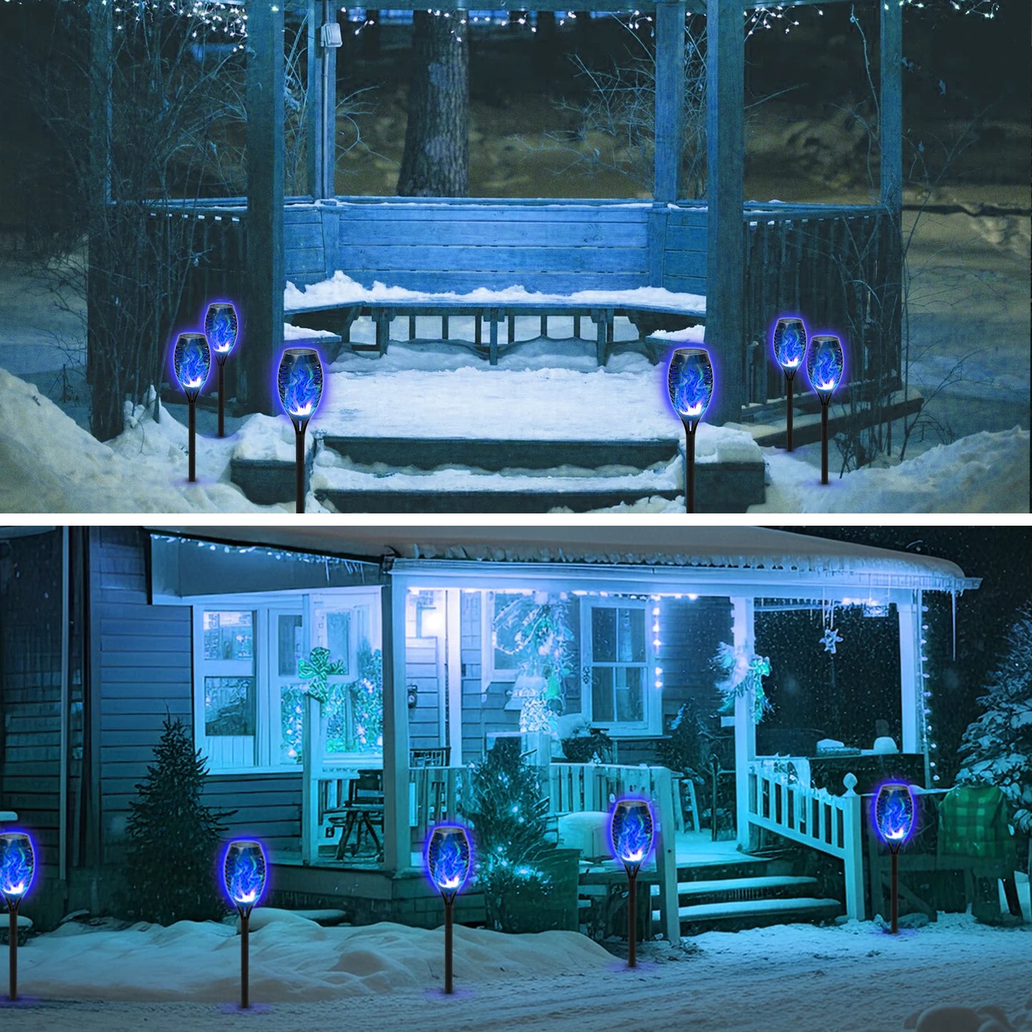 8 Pack Outdoor Solar Torch Lights Flickering Flame Waterproof Decor