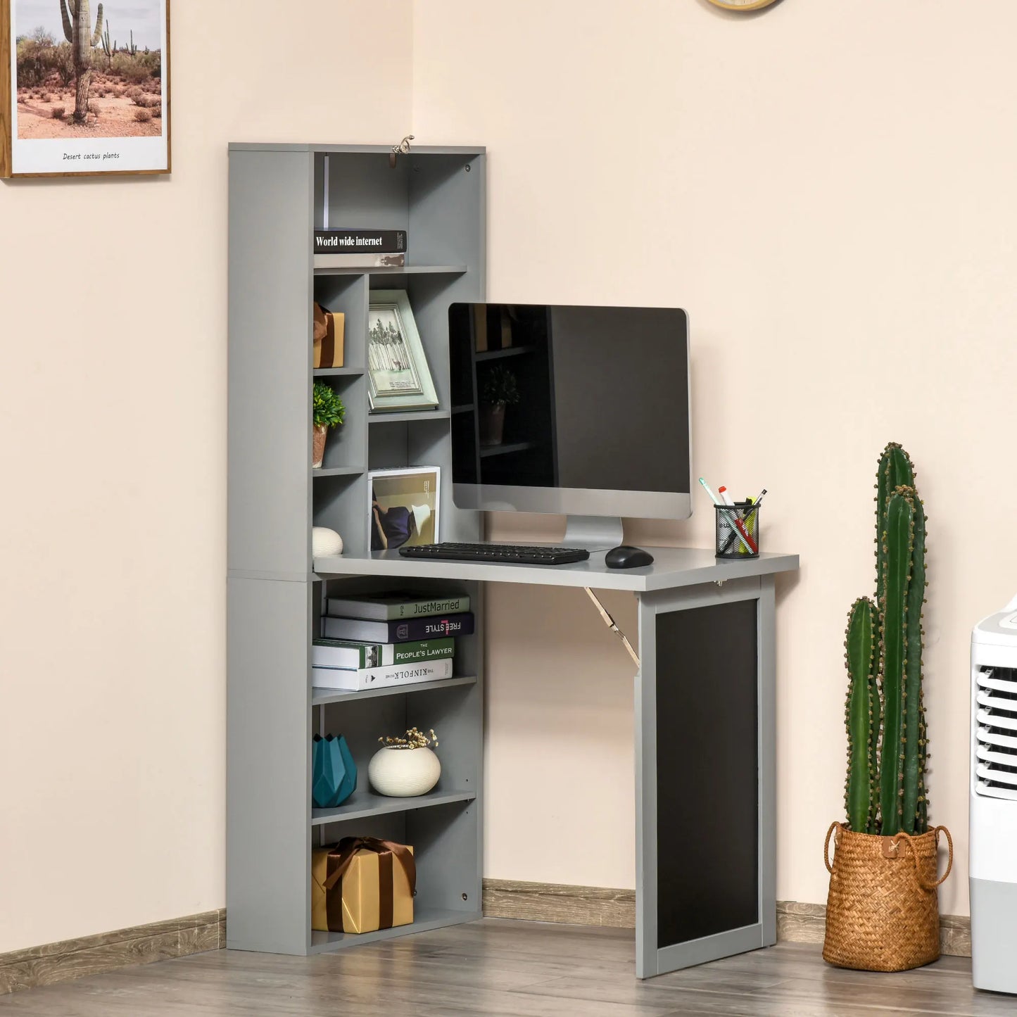 HOMCOM Fold-Out Convertible Computer Desk With Wall Mount