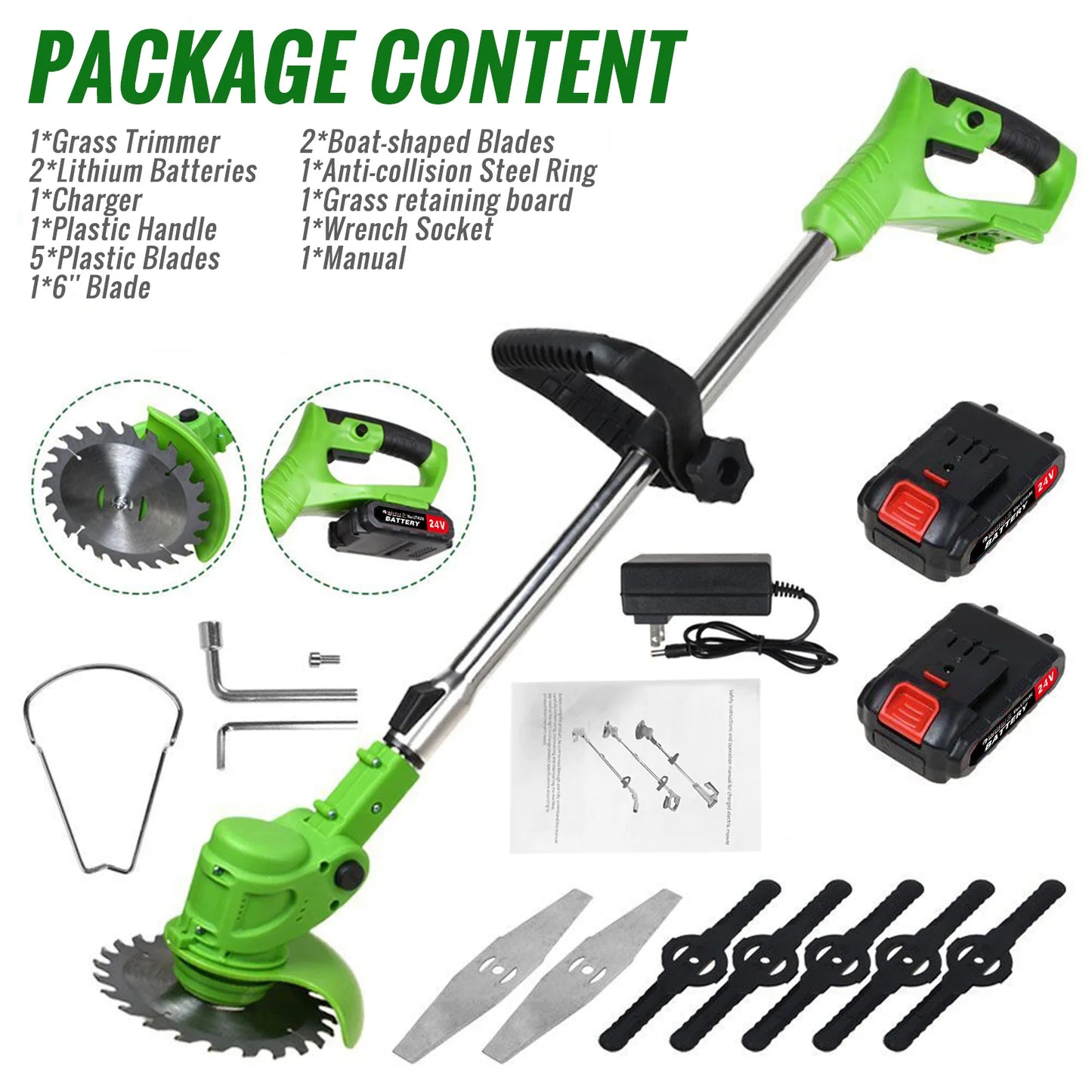 Electric Cordless 2-In-1 Weed Trimmer For Lawn And Garden