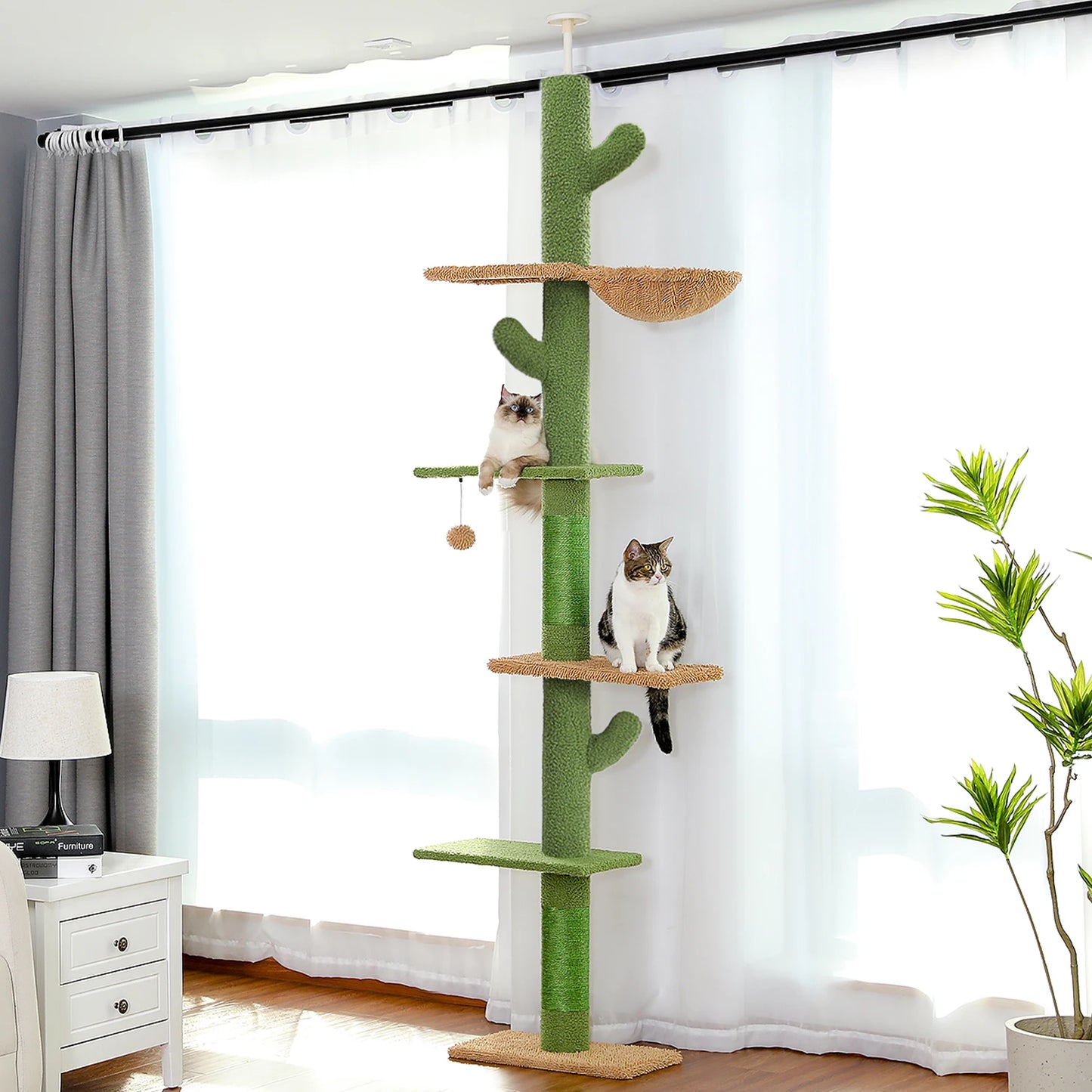 PEQULTICN Adjustable Cat Tree With Scratching Posts And Hammock