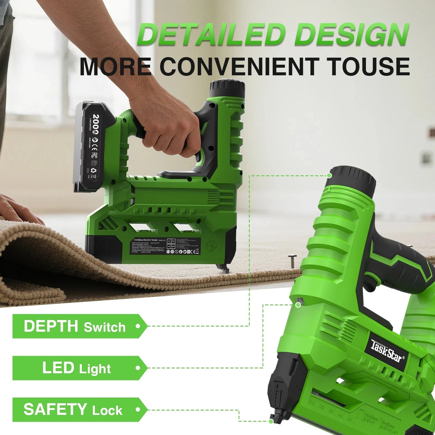 Taskstar 2 In 1 Electric Nail Gun Cordless Framing Nailer