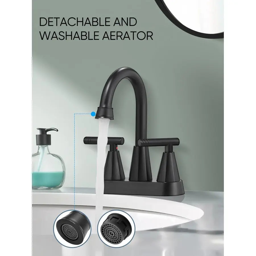 Centerset Two-Handle Bathroom Faucet With Pop Up Drain And Hoses