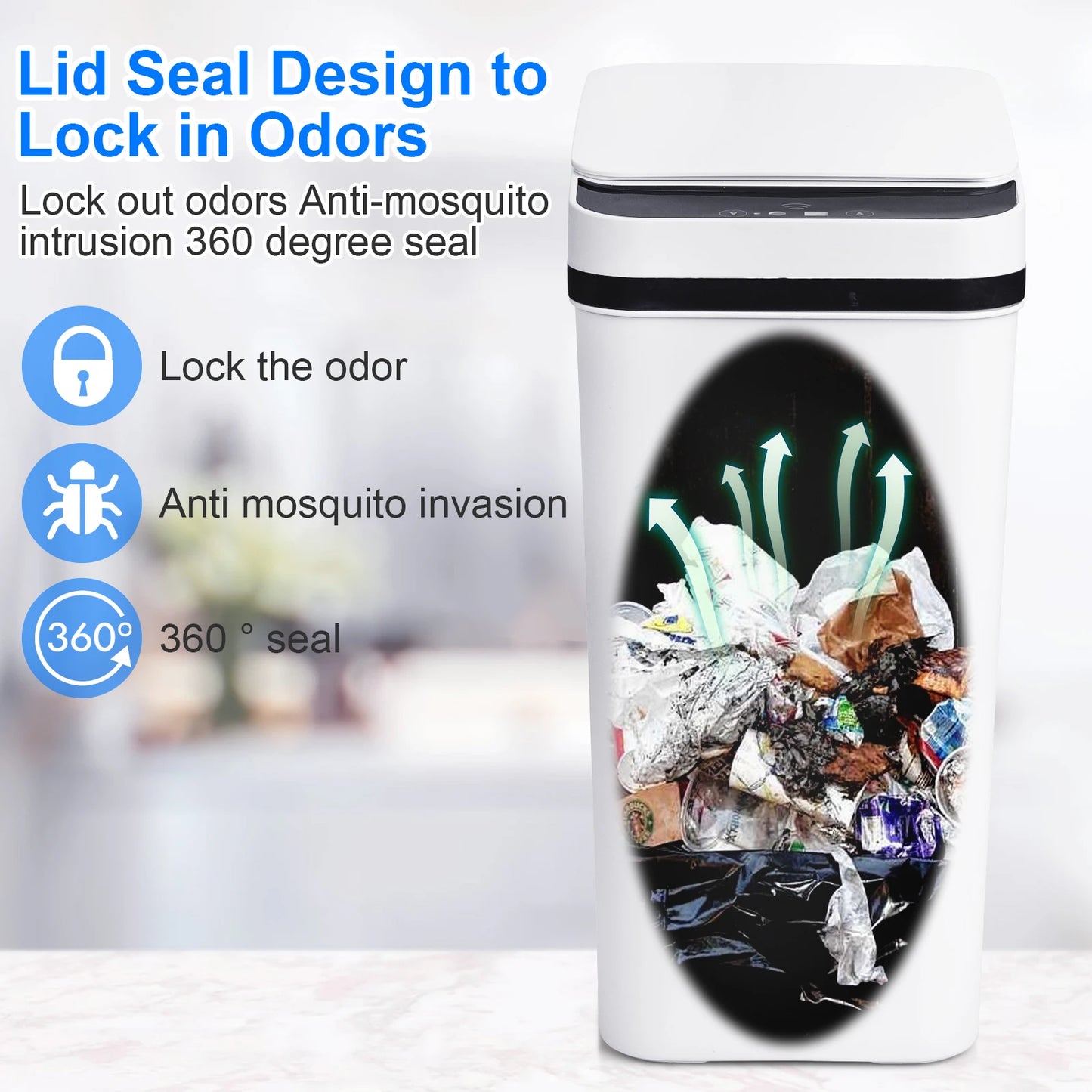 NONECN Motion Sensor Touchless Trash Can Set With Lids
