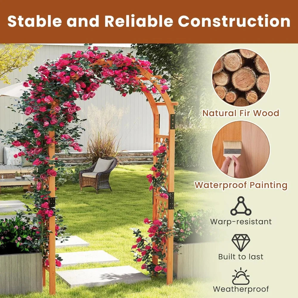 Wooden Garden Arbor Trellis for Climbing Plants Wedding Arch Pergola