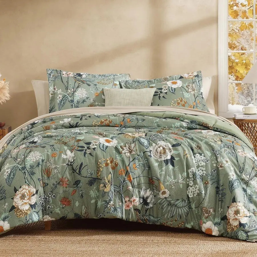 Floral Comforter Set 7 Pieces With Sheets And Pillow