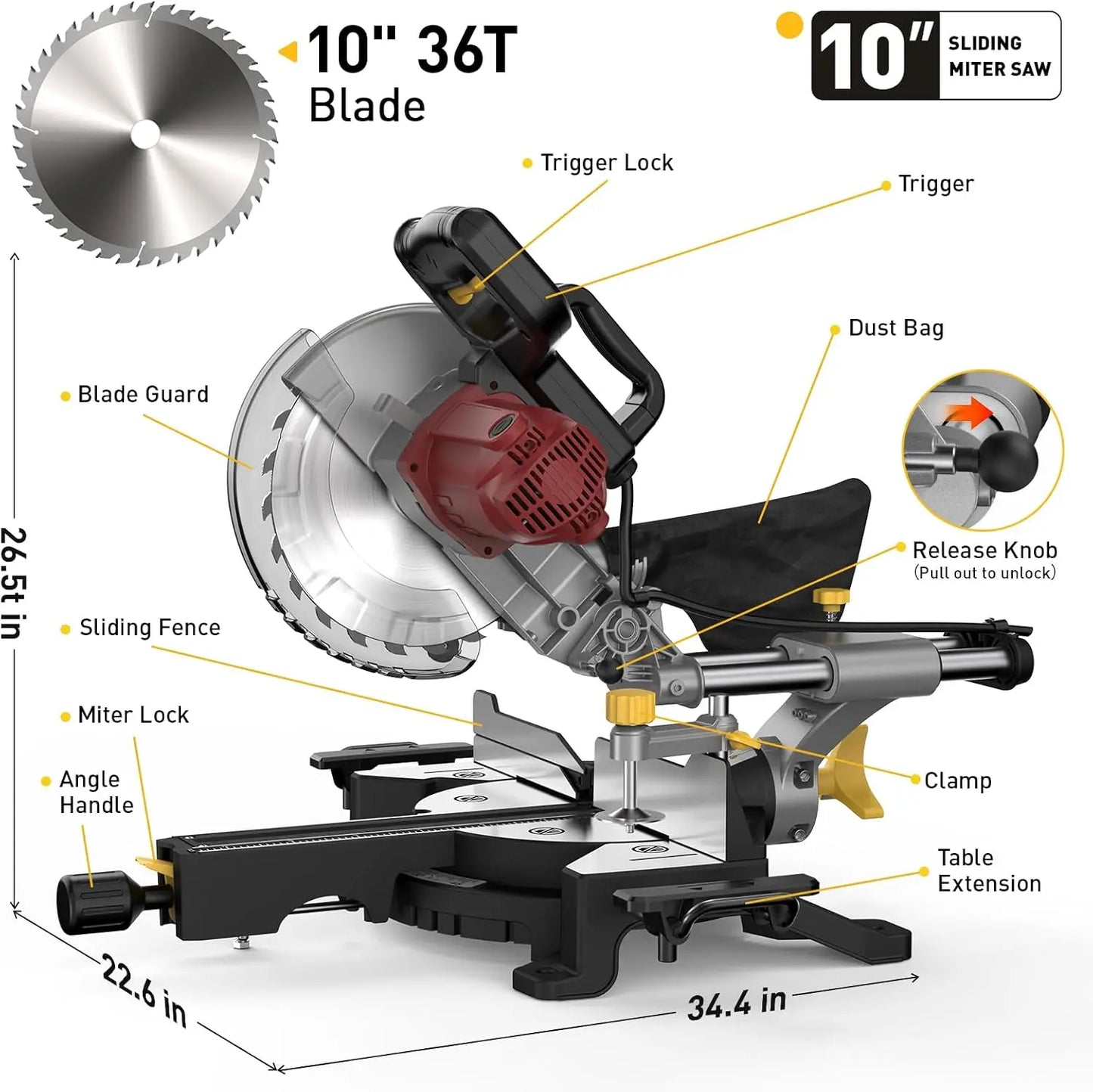 Marvtool Sliding Miter Saw With 5 Amp Single Bevel