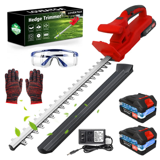 Cordless 24V Hedge Trimmer With Dual Blades Battery Included Charger