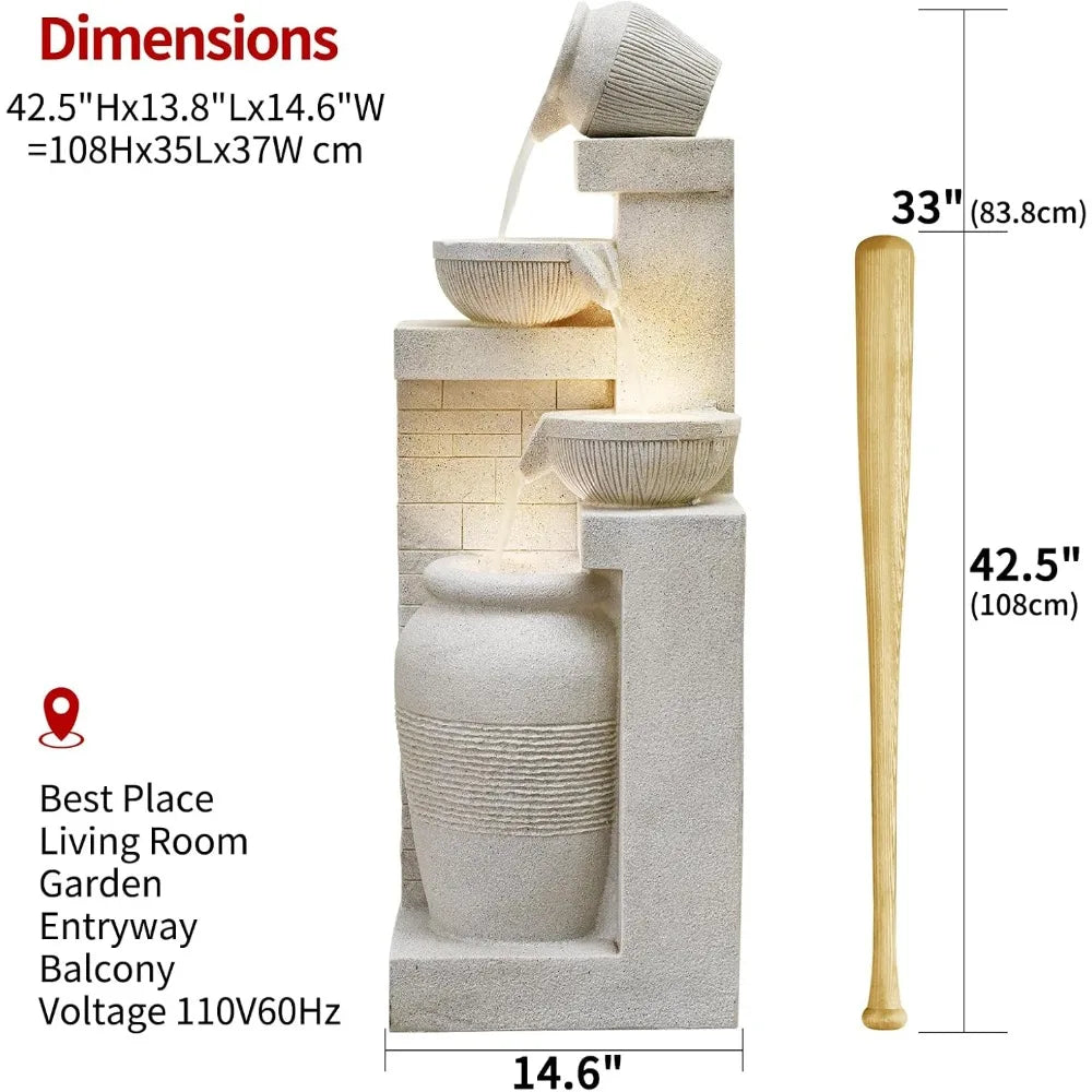 DAFIFY Outdoor 4-Tier Water Fountain With LED Lights