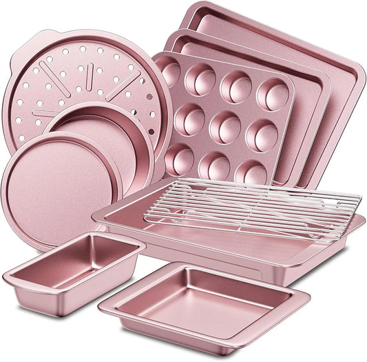 Nonstick Baking Pan Set With Cooling Rack And Bakeware
