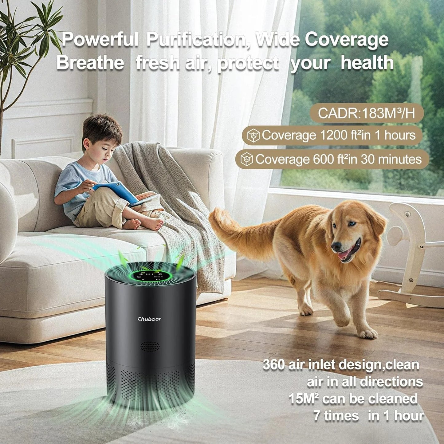 Chuboor H13 True HEPA Air Purifier for Home and Bedroom