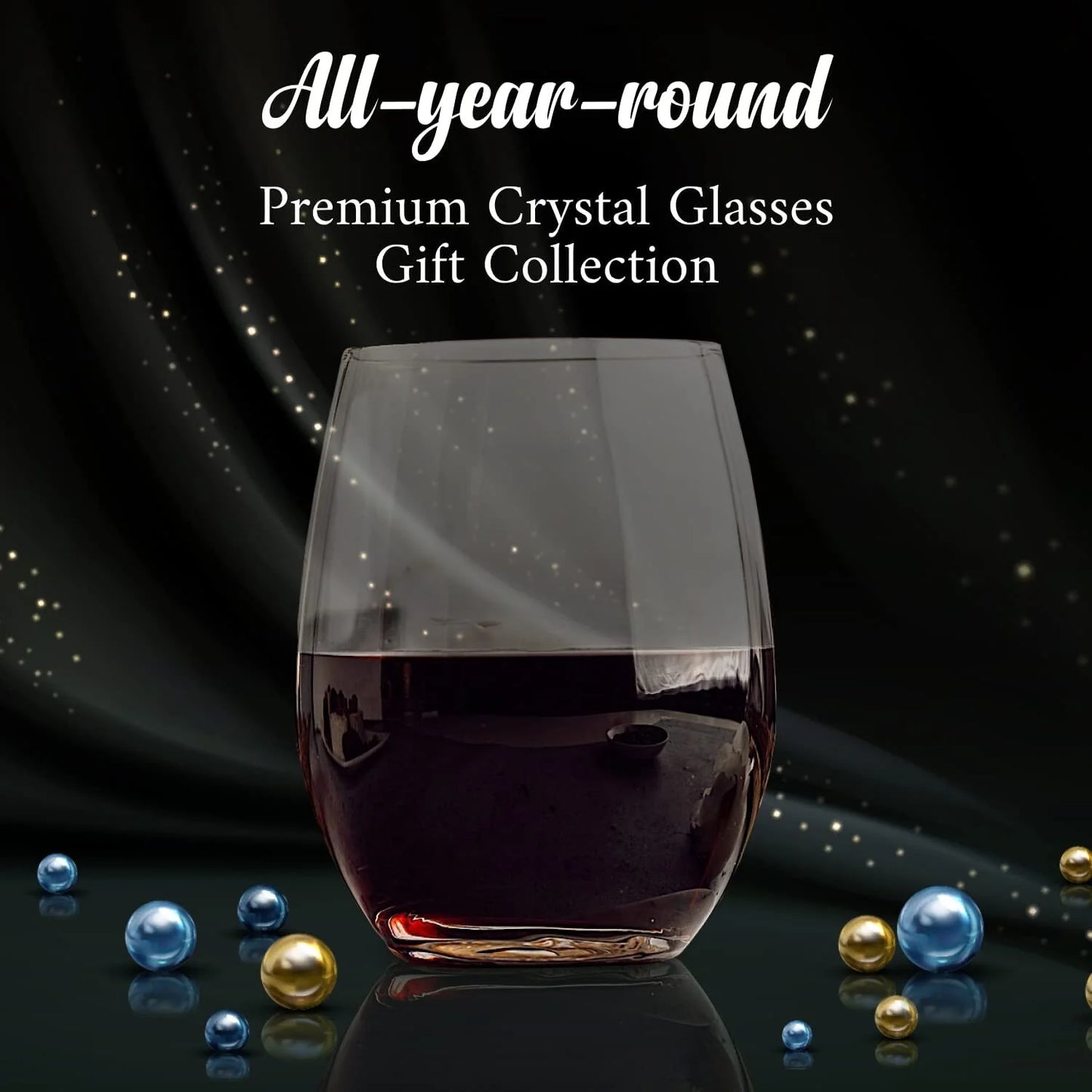 NONEDrinkware Stemless Wine Glasses Set of 4