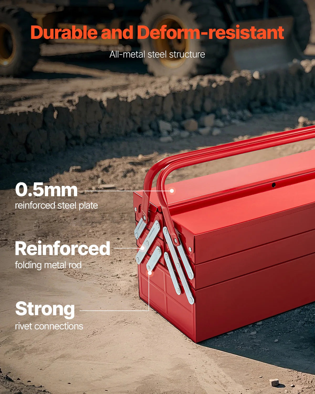 SucceBuy 3-Tier 5-Tray Tool Box Cantilever Portable With Handle