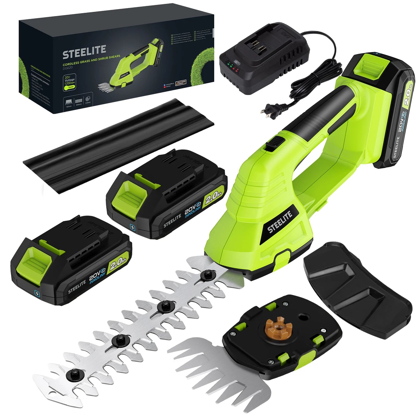 Deli Cordless Hedge Trimmer 21V Brushless With 2x 2.0Ah Batteries