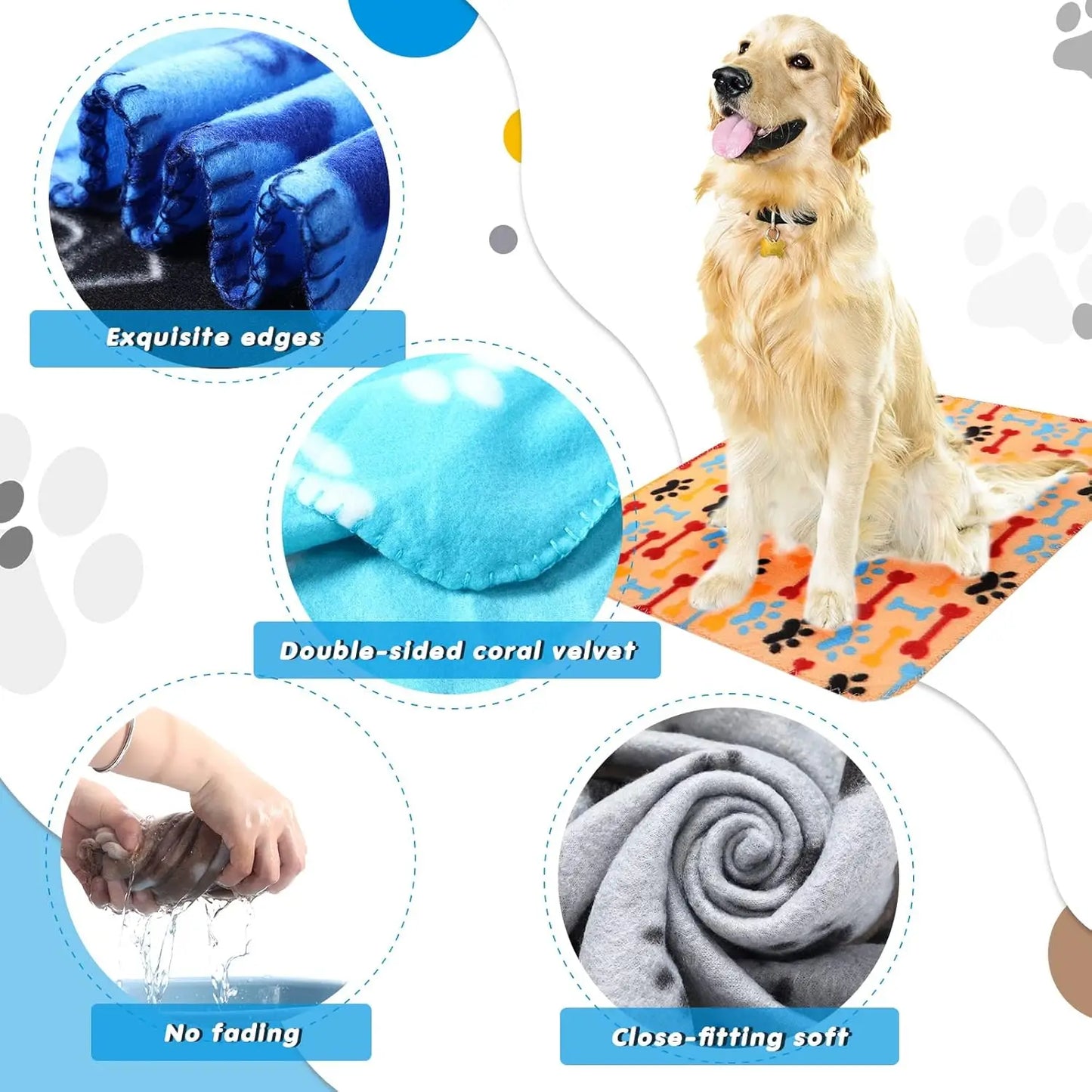 Zfgryim 28-Piece Fleece Pet Blankets Set for Dogs and Cats