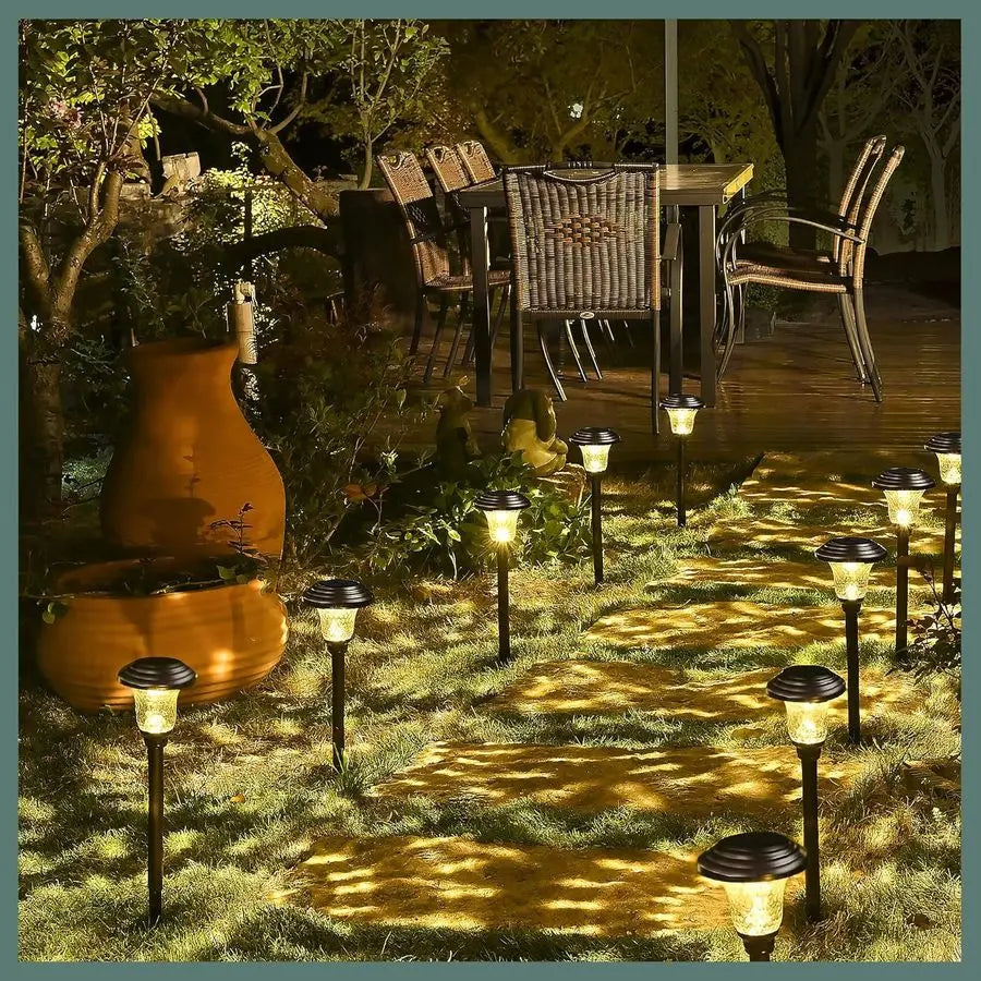 Solar Pathway Lights Pack Waterproof Outdoor Garden Lights Warm White