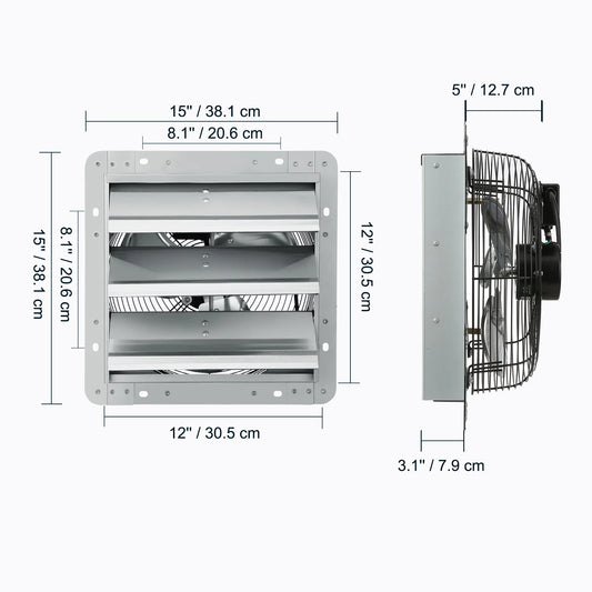 VEVOR Shutter Exhaust Fan Adjustable 10 Speed EC Motor