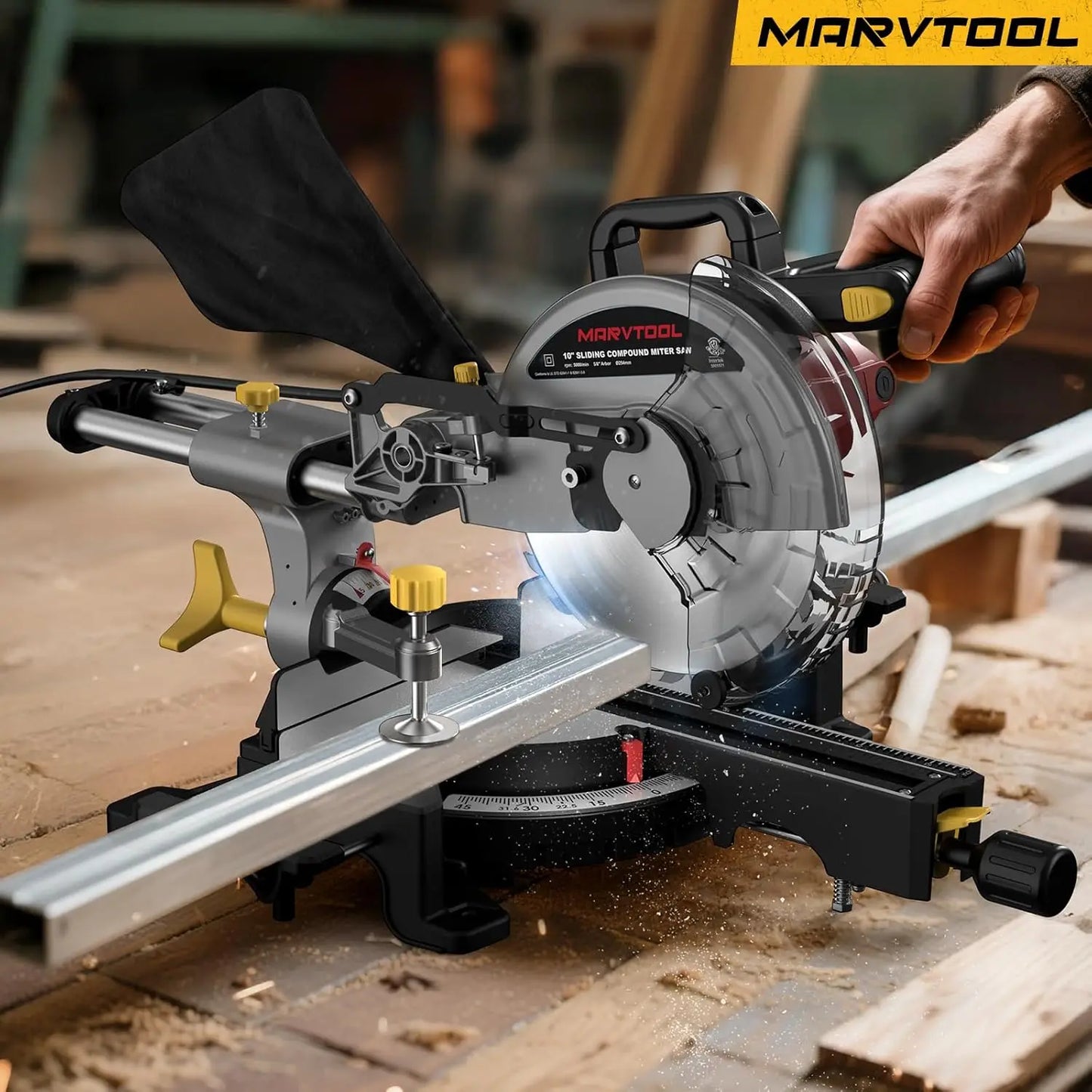 Marvtool Sliding Miter Saw With 5 Amp Single Bevel