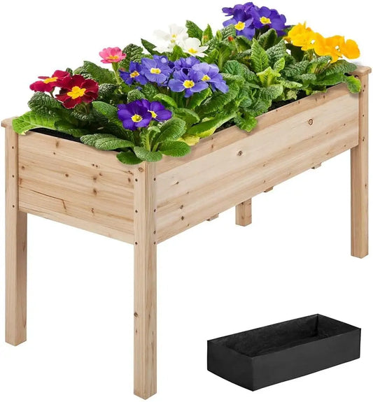 Elevated Wooden Planter Box With Legs For Outdoor Gardening