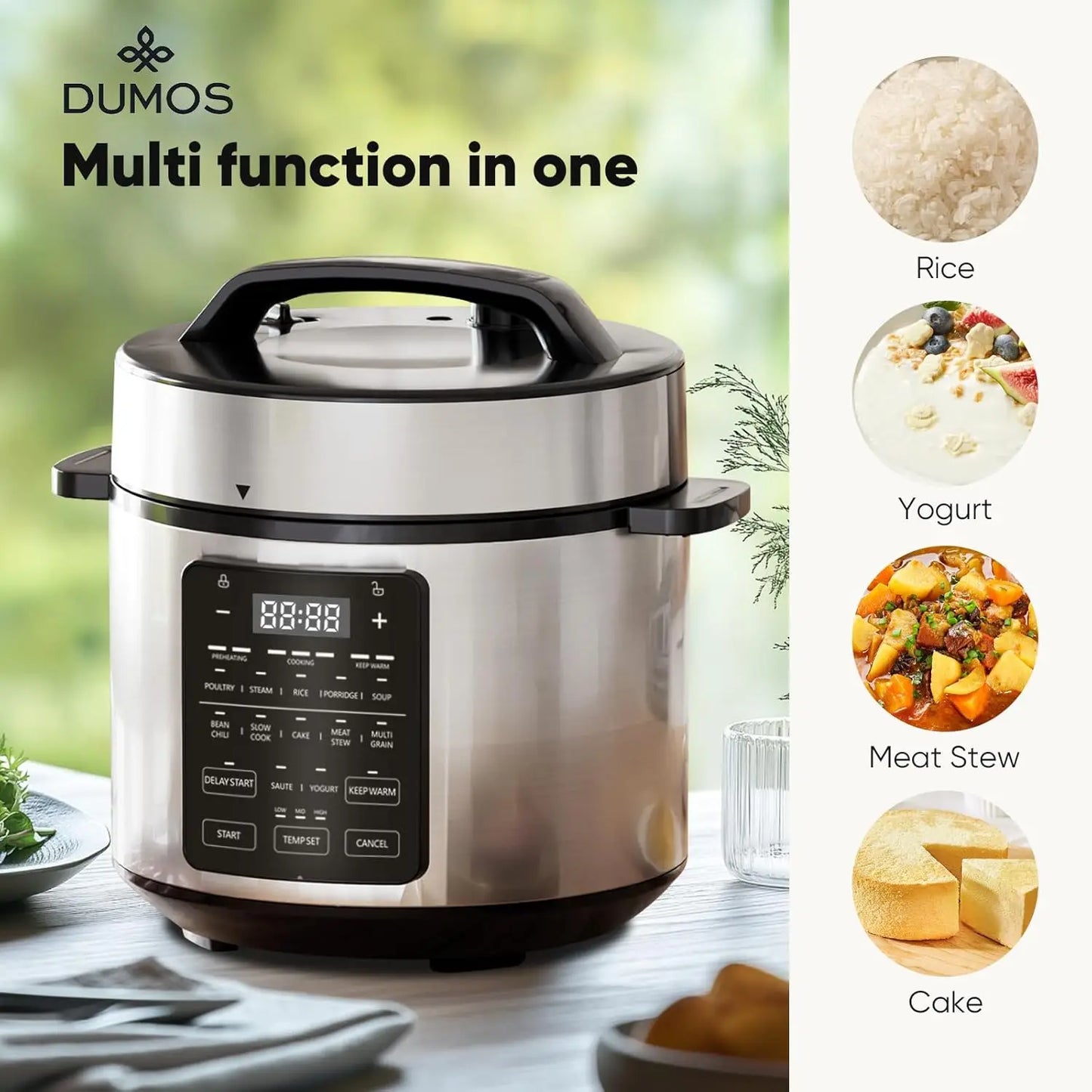 12-In-1 Electric Pressure Cooker Stainless Steel Multi Cooker