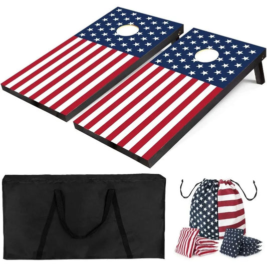 Wood Cornhole Boards Set Indoor Outdoor Game With Carry Case