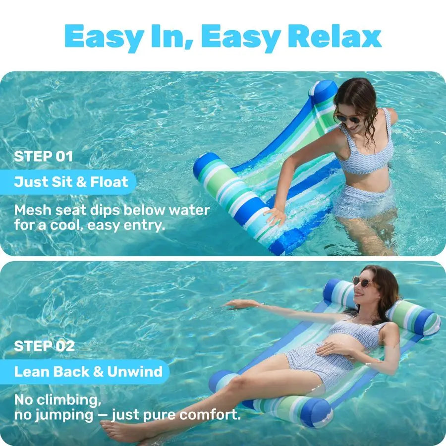 Pack Inflatable Pool Float Hammock, Multi Purpose Swimming Raft, Water Lounges, Pool Accessories Saddle, Lounge Chair, Hammock,