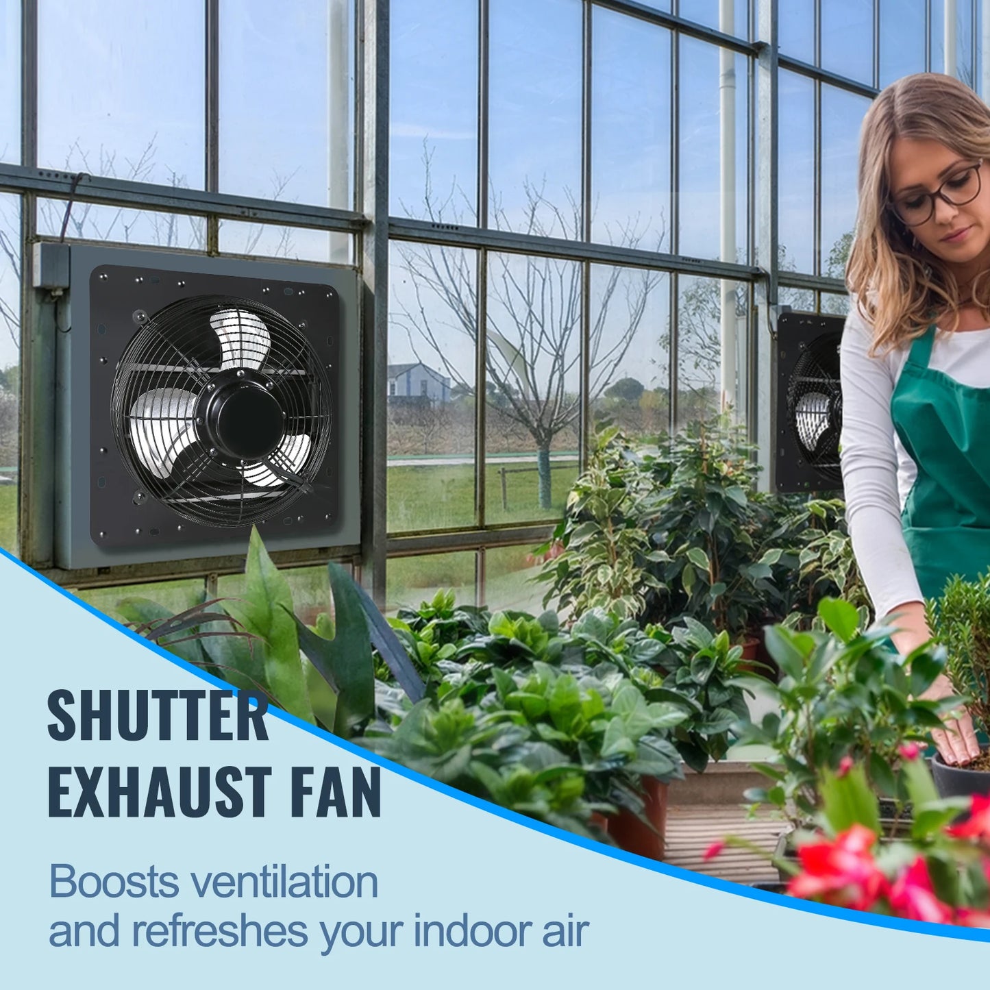 VEVOR Shutter Exhaust Fan Adjustable 10 Speed EC Motor