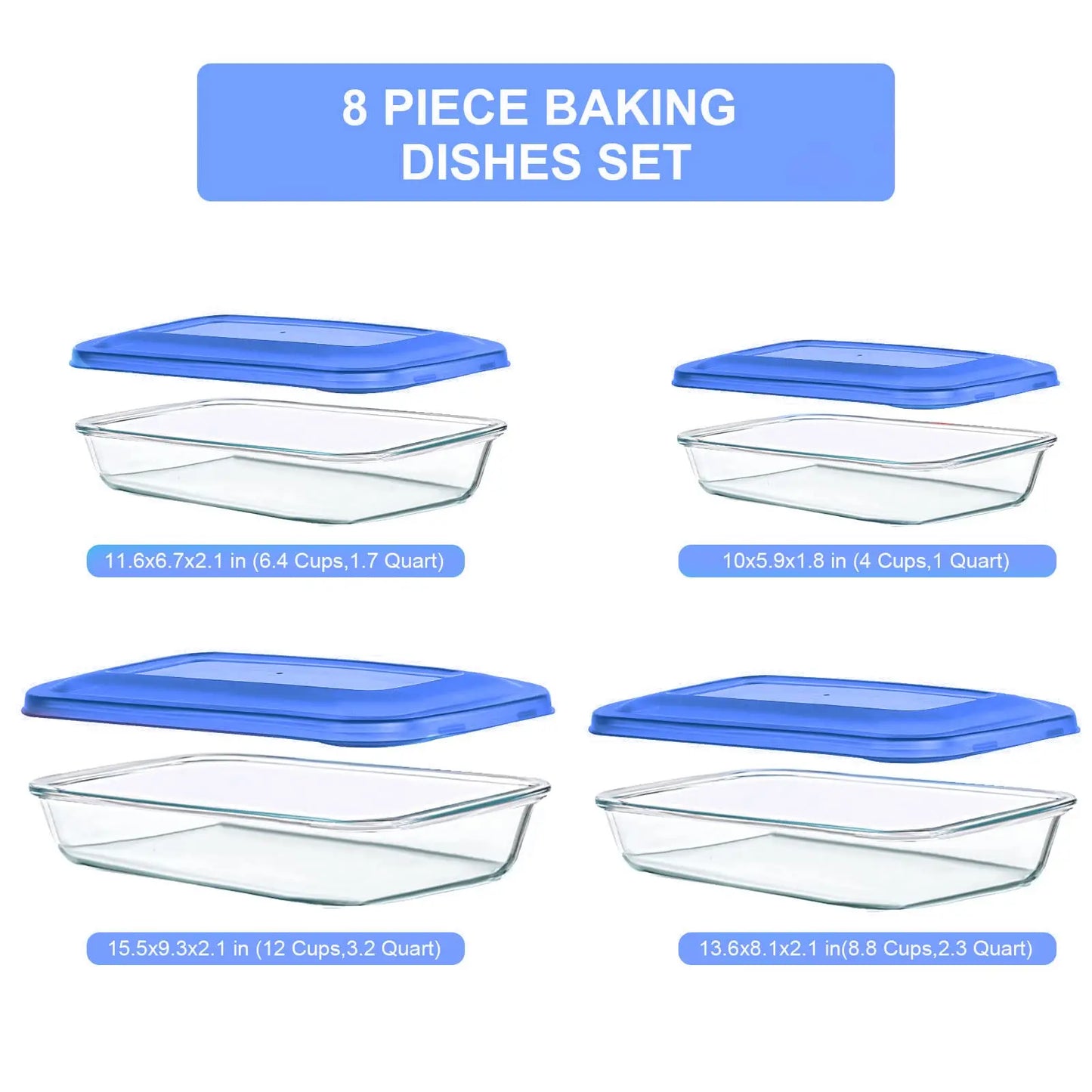 Glass Baking Dish Set With Lids