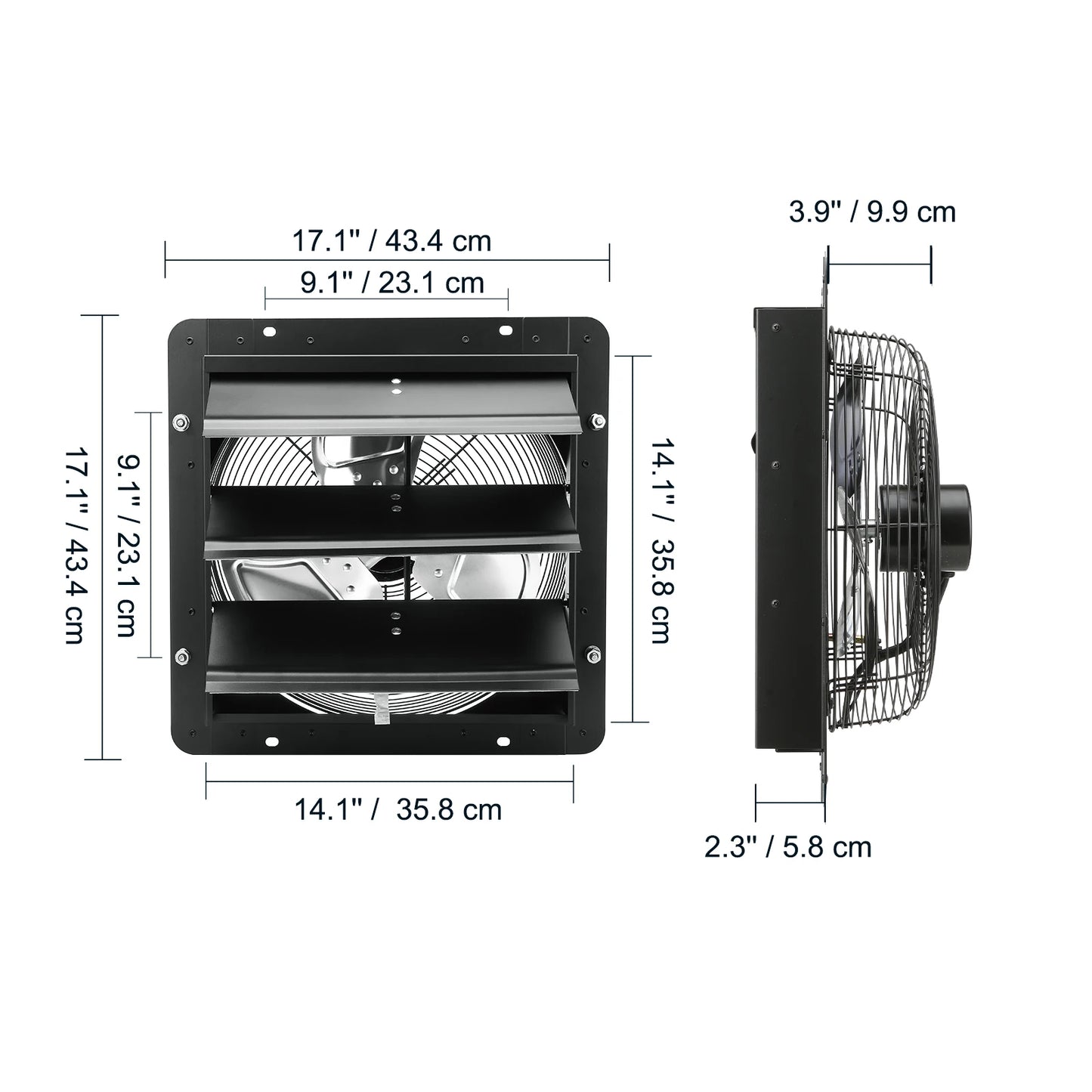 VEVOR Shutter Exhaust Fan Adjustable 10 Speed EC Motor