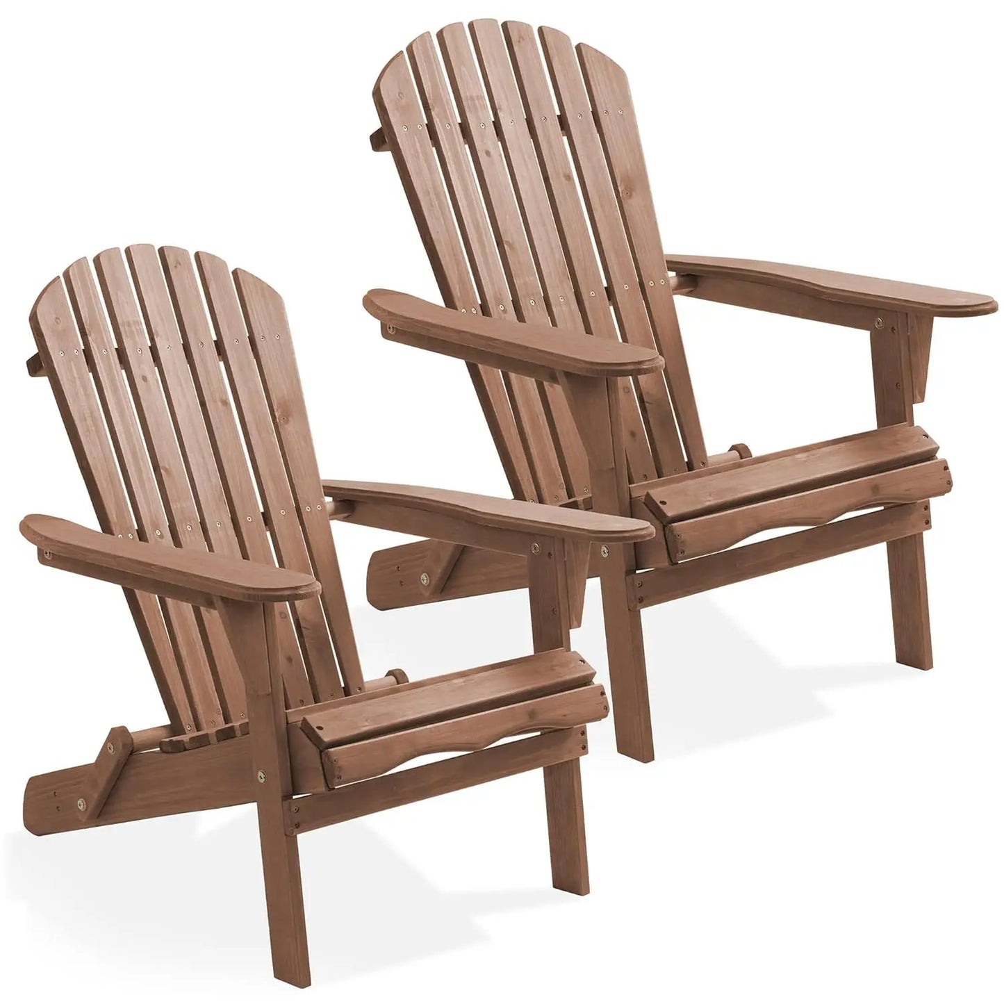 Folding Adirondack Chair Set Cedar Wood Outdoor Loungers