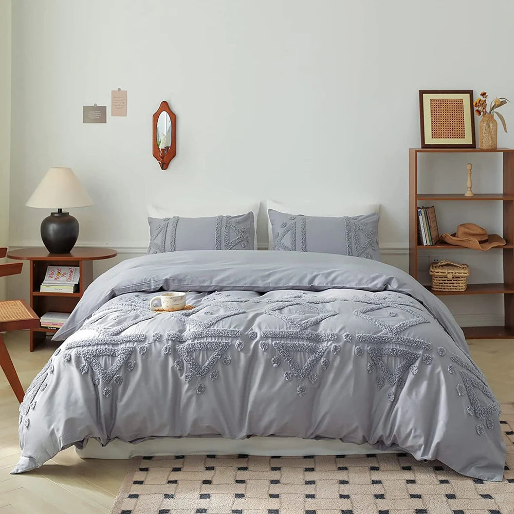 Simple Opulence 3-Piece 100% Cotton Bedding Set Duvet Cover Shams