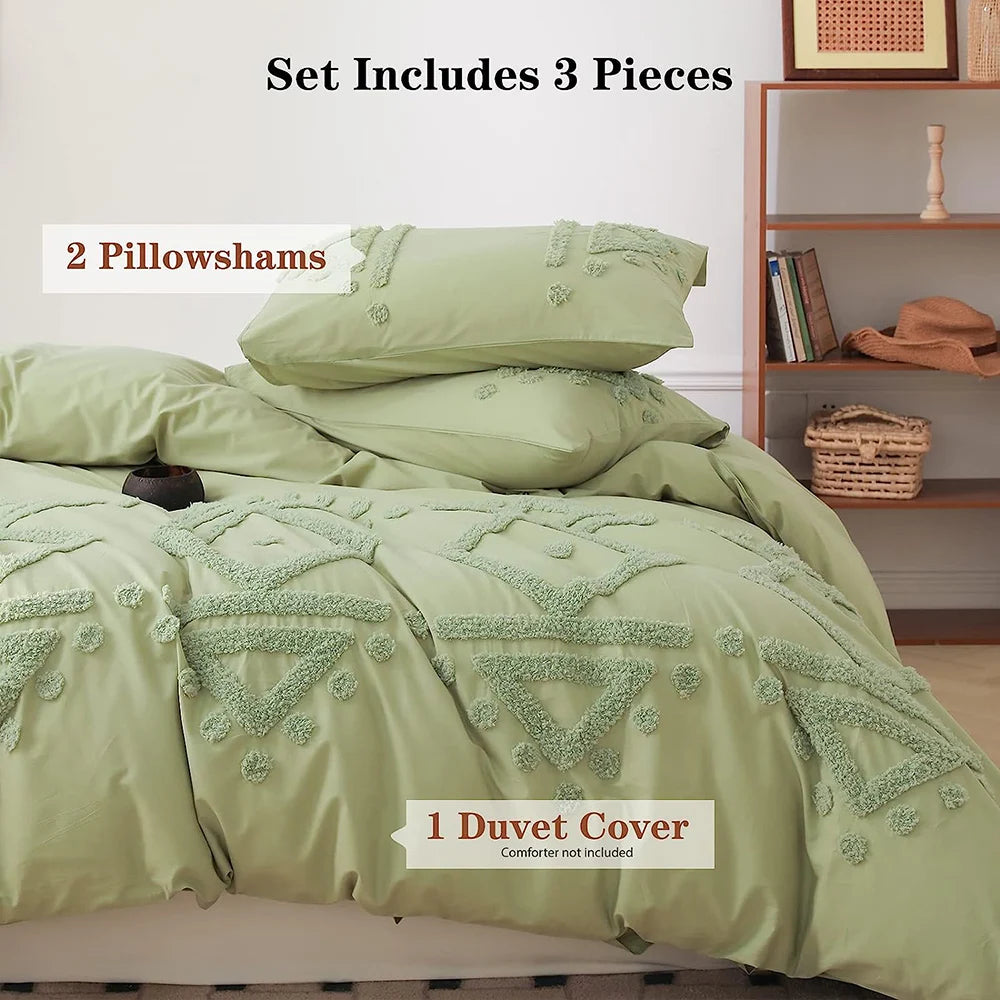 Simple Opulence 3-Piece 100% Cotton Bedding Set Duvet Cover Shams