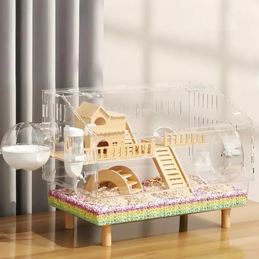 NONECN 8 In 1 Acrylic Hamster Cage With Transparent Viewing