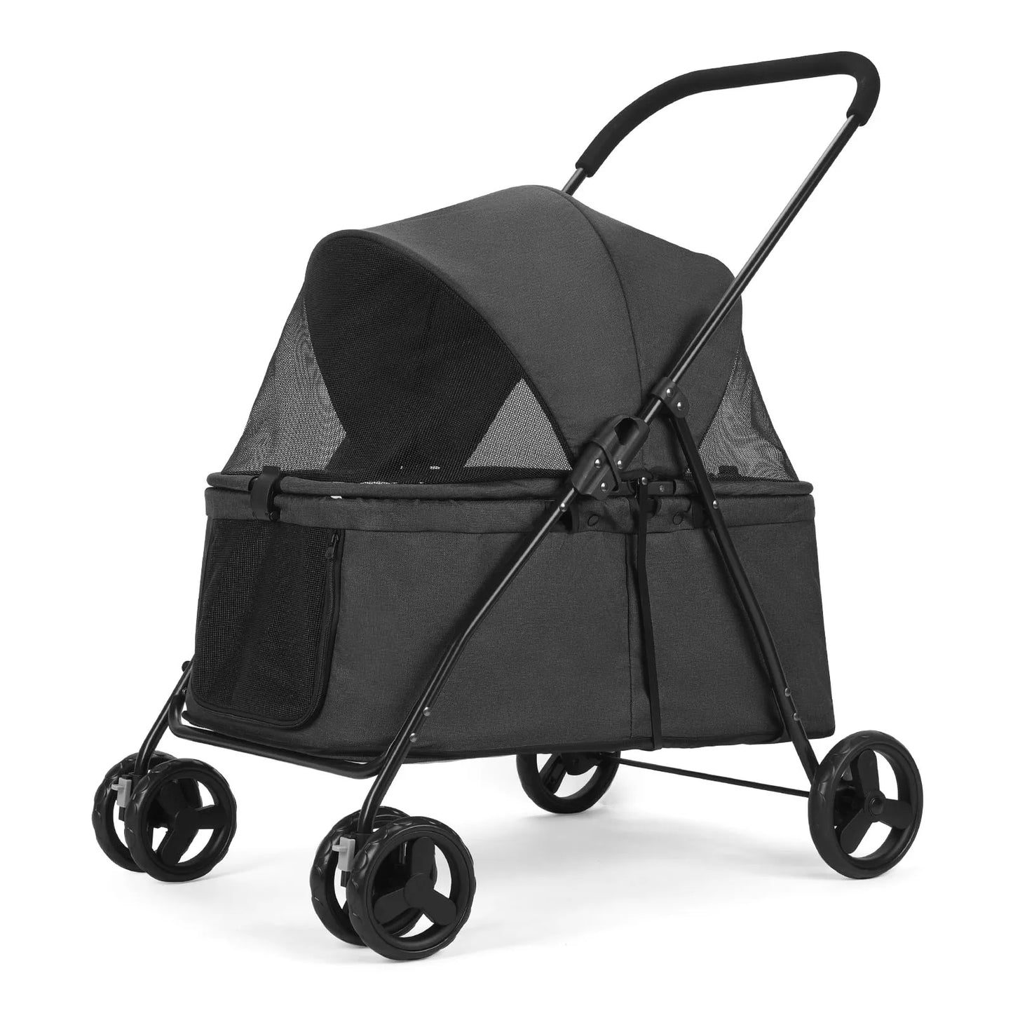 Wedyvko 80 Lbs Pet Stroller Four Wheel Brakes Rotating Front Wheel
