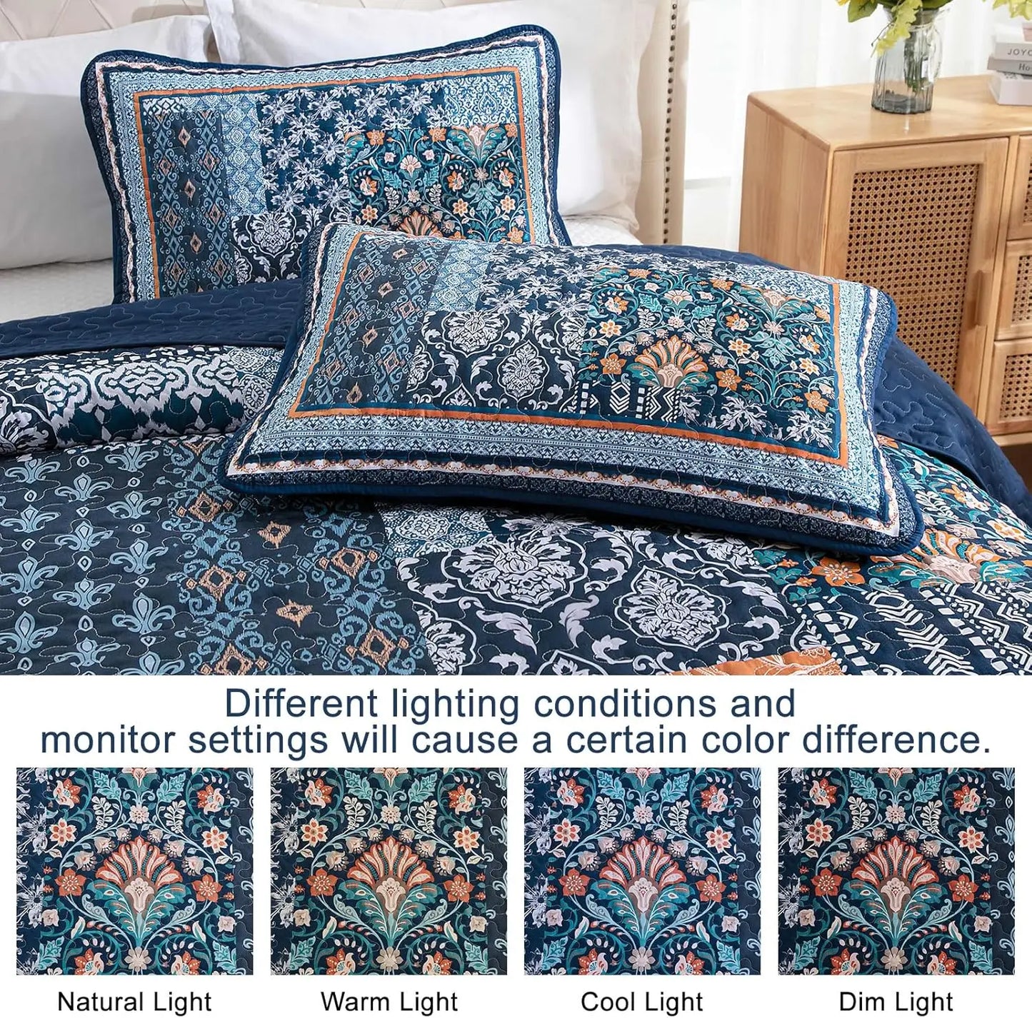 Bohemian Patchwork Quilt Set Reversible Bedspread All Seasons