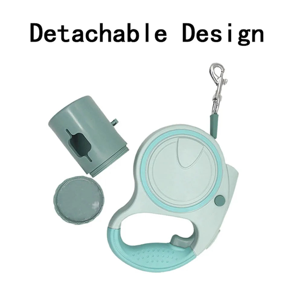 NONECN Led Lights Retractable Dog Leash With Garbage Bag Holder