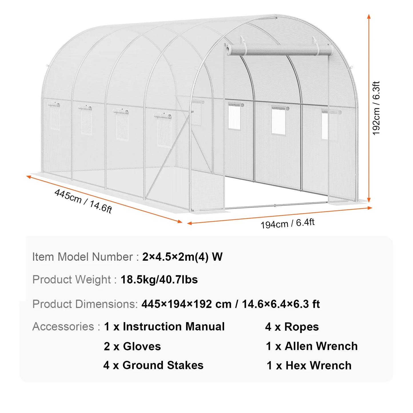 SucceBuy Walk In Tunnel Greenhouse With Steel Frame PE Cover