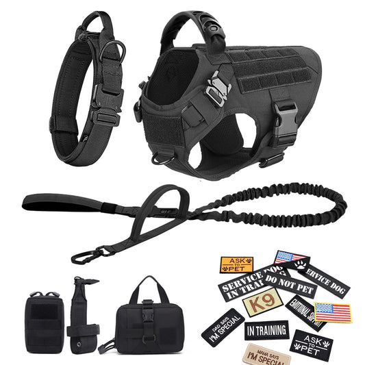 PETRAVELCN Military Dog Harness Vest Set For Malinois Training