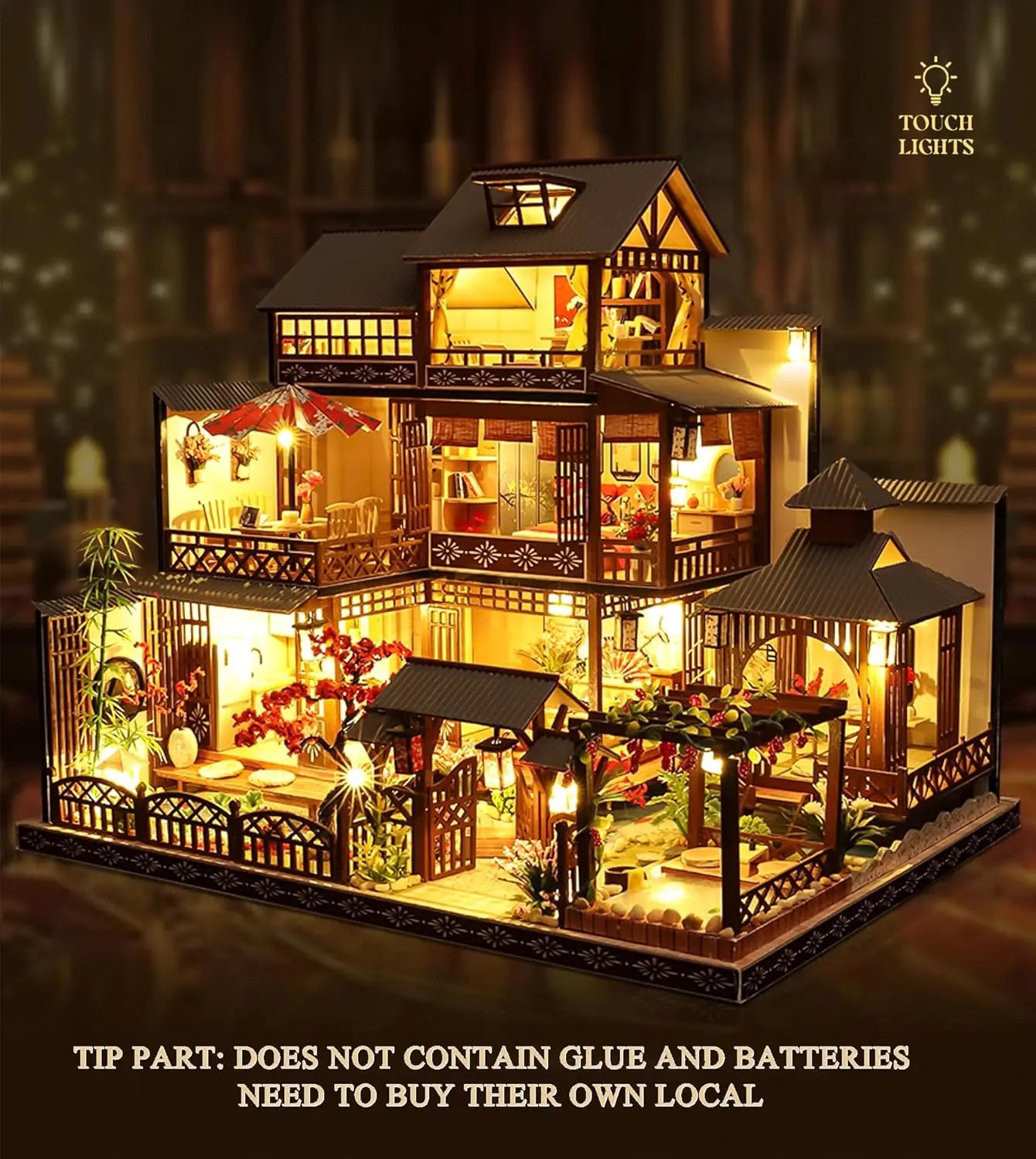 DIY Dollhouse Miniature Kit With Wooden Furniture LED Music Box