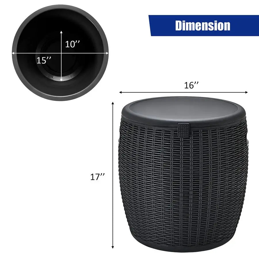 Outdoor Wicker Bar Table With Ice Cooler And Ice Bucket