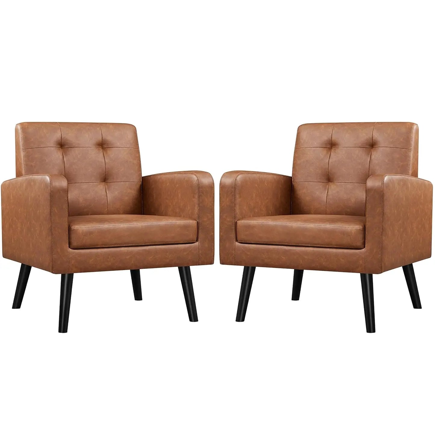 Mid Century Modern Upholstered Accent Chairs With Wood Legs