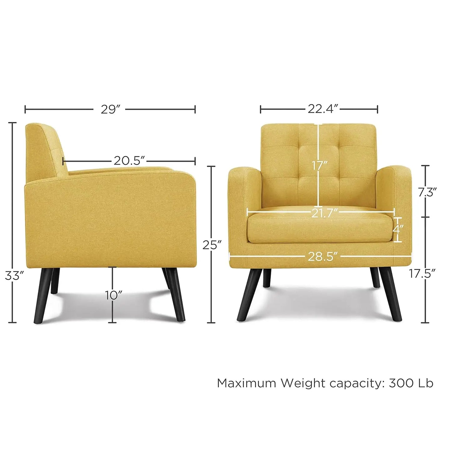 Mid Century Modern Upholstered Accent Chairs With Wood Legs
