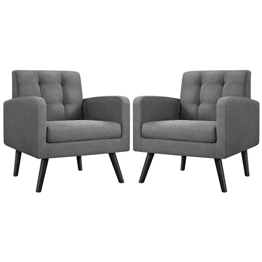 Mid Century Modern Upholstered Accent Chairs With Wood Legs
