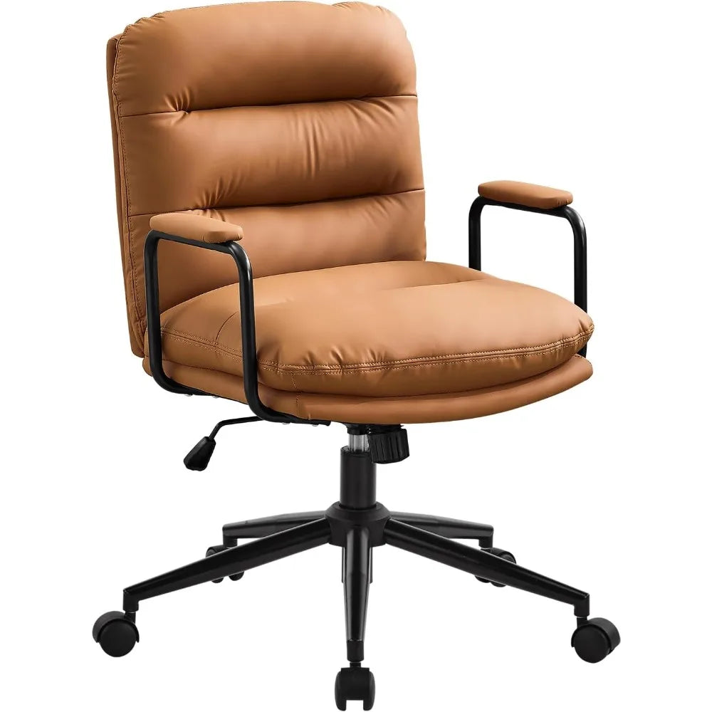 Leather Home Desk Chair Ergonomic Executive Office Chair With Wheels