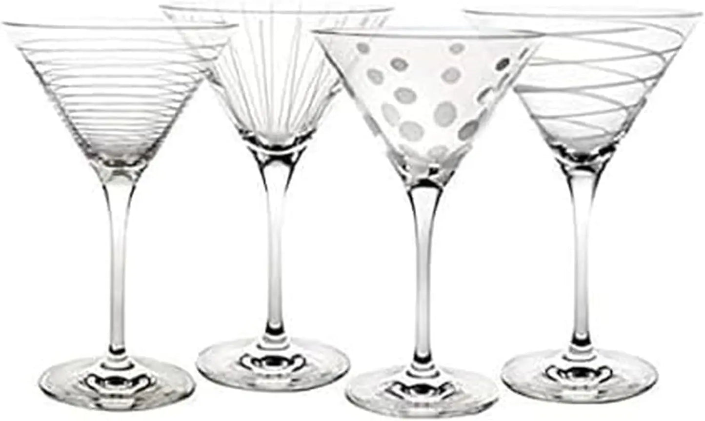 Martini Glasses Set of 4 With Elegant Etched Designs
