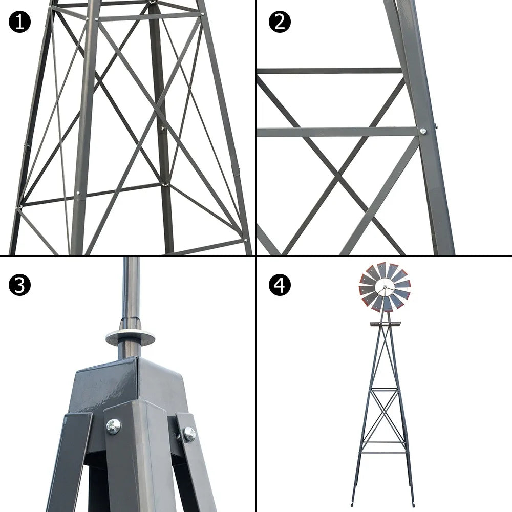 Weather Resistant Steel Windmill Yard Garden Decoration
