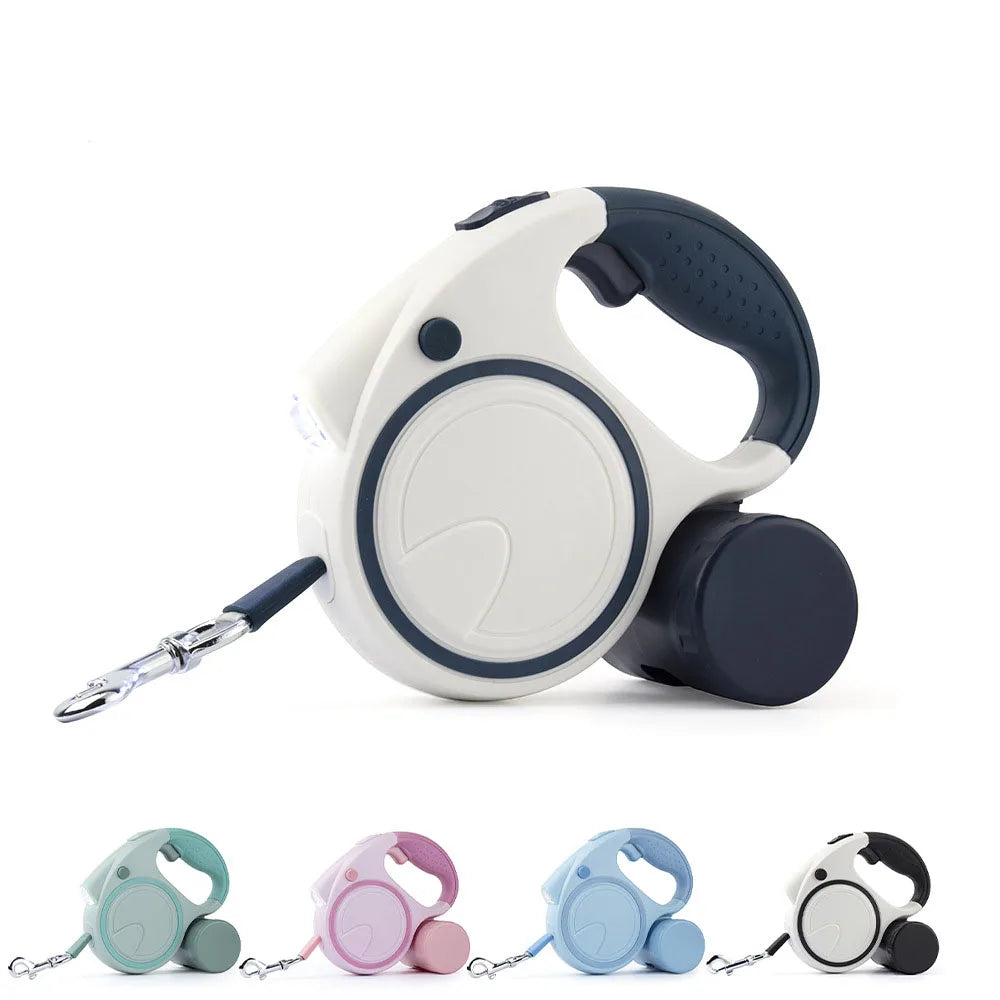 NONECN Led Lights Retractable Dog Leash With Garbage Bag Holder