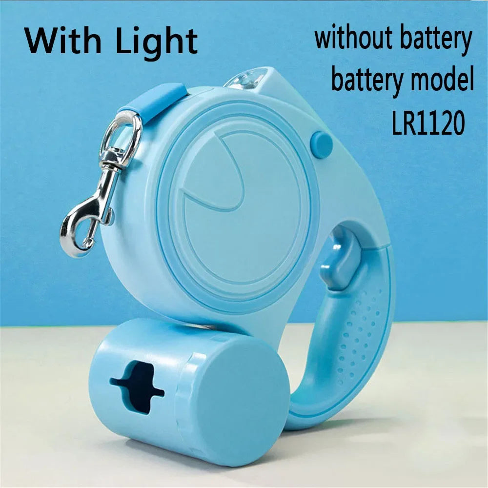 NONECN Led Lights Retractable Dog Leash With Garbage Bag Holder