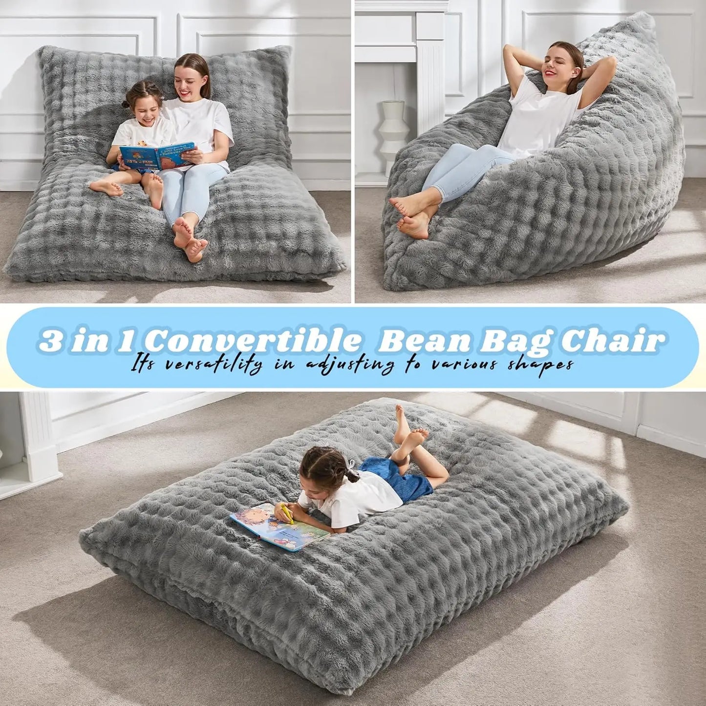 Memory Foam Bean Bag Chair With Washable Cover